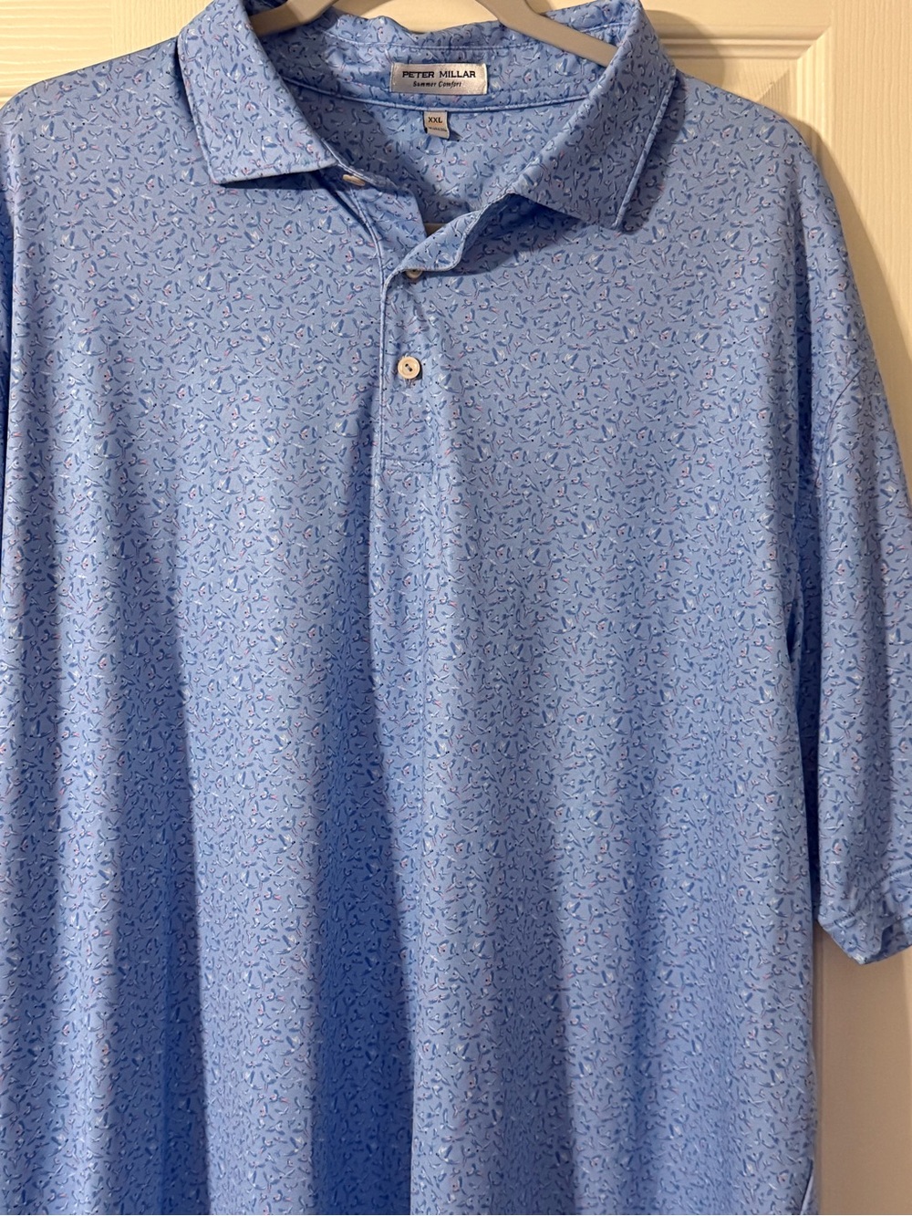 Peter Millar Light Blue Micro-Print Polo